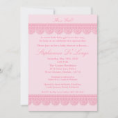 5x7 Baby Girl Pink Lace Baby shower Invitation (Devant)