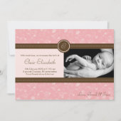 5x7 Baby Girl Rose Floral Photo Faire-part de nais (Devant)