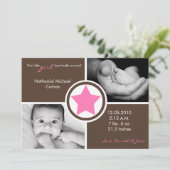 5x7 Baby Girl Rose Star Photo Faire-part de naissa (Debout devant)