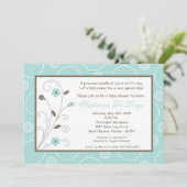 5x7 Baby shower Fleurs Bleues Printemps Invitation (Debout devant)