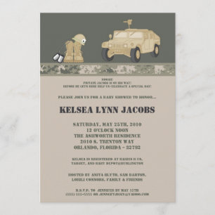 5x7 Baby shower Invitation ARMY Camo ACU Print Kaart