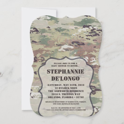 5x7 Baby shower Invitation Army OCP Camo Uniform Kaart (Voorkant)