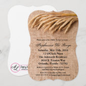 5x7 Baby shower Invitation Blé sur Burlap Sack Co (Devant / Derrière)
