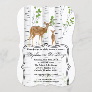 5x7 Baby shower Invitation Deer Doe Buck Woodland