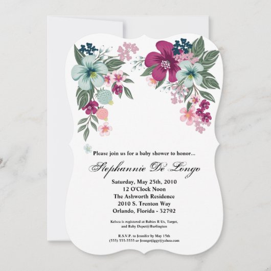 5x7 Baby shower Invitation Fleur tropicale sur Whi (Devant)