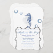 5x7 Baby shower Invitation Seahorse Ocean Beach (Devant / Derrière)