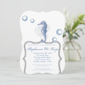 5x7 Baby shower Invitation Seahorse Ocean Beach (Debout devant)