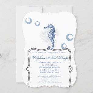 5x7 Baby shower Invitation Seahorse Ocean Beach