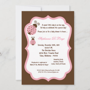5x7 Baby shower met bruine dame Bug Kaart