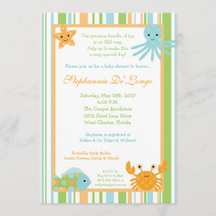 5x7 Baby shower océanique Invitation au de pieuvr