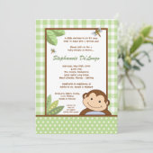 5x7 Baby shower Papagayo Monkey Safari Invitation (Debout devant)