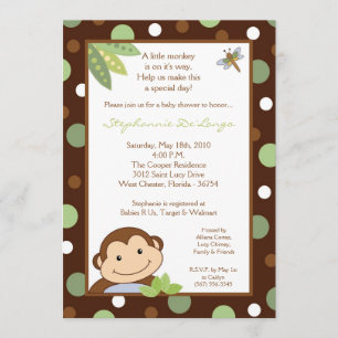 5x7 Baby shower Papagayo Monkey Safari Invitation