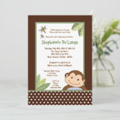 5x7 Baby shower Papagayo Monkey Safari Invitation (Debout devant)