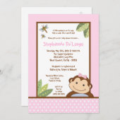 5x7 Baby shower Papagayo Monkey Safari Invitation (Devant / Derrière)