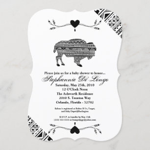 5x7 Baby shower Uitnodiging Boho Buffalo Tribal Pa