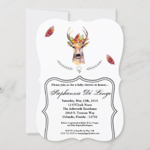 5x7 Baby shower Uitnodiging boho hert Buck Head Br