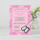 5x7 Baby shower Uitnodiging Roze ARMY Camo ACU (Staand voorkant)