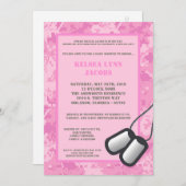 5x7 Baby shower Uitnodiging Roze ARMY Camo ACU (Voorkant / Achterkant)