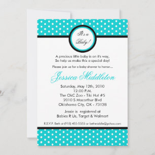 5x7 Baby shower-uitnodiging voor een blauw-pooldot Kaart