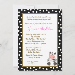 5x7 Baby Zebra Safari Zoo Baby shower Uitnodiging