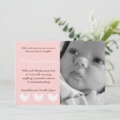 5x7 BabyGirl rose 3 oiseaux Faire-part de naissanc (Debout devant)