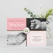 5x7 BabyGirlPink Stroller Fotogeboorteaankondiging Aankondiging (Staand voorkant)