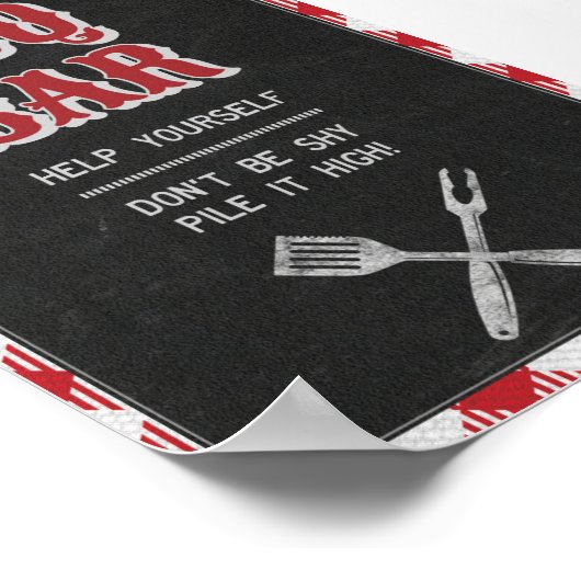 5x7 Backyard BBQ Birthday BBQ Bar Table Sign. Poster (Hoek)