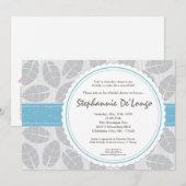 5x7 Bande Bleue Feuillage Brida Douche Invitation (Devant / Derrière)