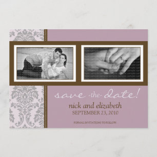 5X7 Barokke Paars/Brown Two-Photo Save the Date
