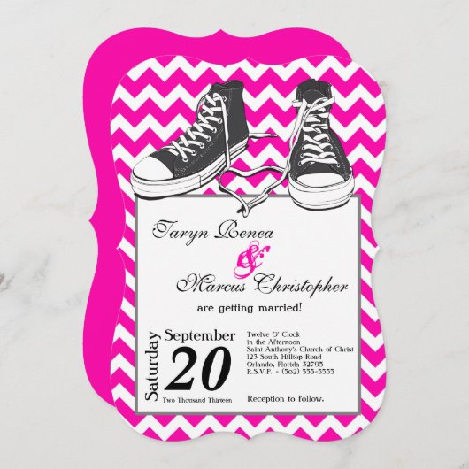 5x7 Baskets adolescents Chevron Faire-part de mari (Devant / Derrière)