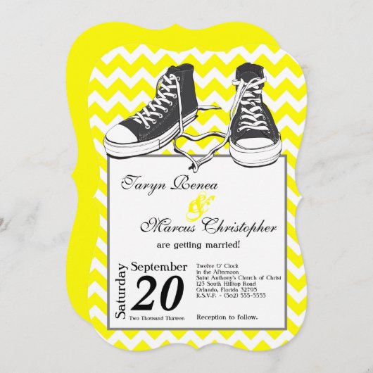 5x7 Baskets adolescents Chevron Faire-part de mari (Devant / Derrière)