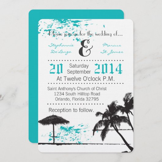 5x7 Beach Breeze Ocean Water Faire-part de mariage (Devant / Derrière)