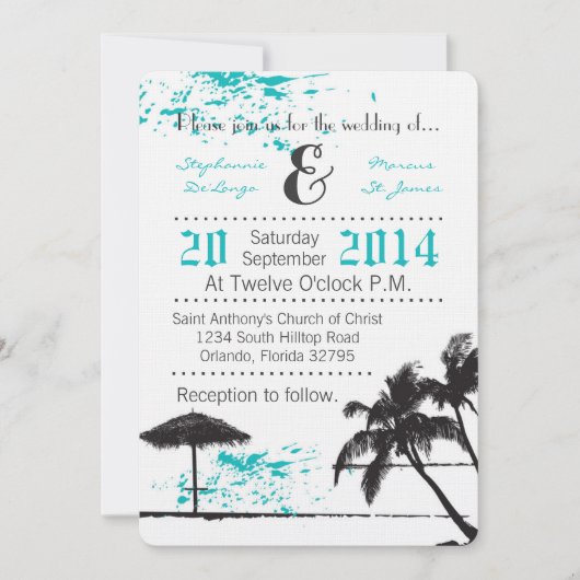 5x7 Beach Breeze Ocean Water Faire-part de mariage (Devant)