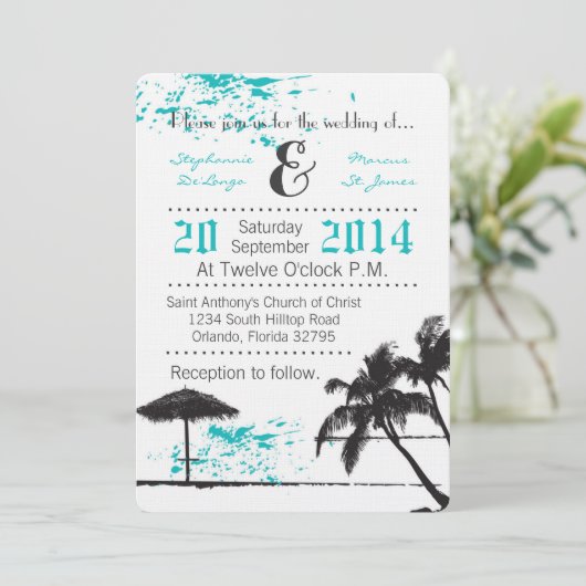 5x7 Beach Breeze Ocean Water Faire-part de mariage (Debout devant)