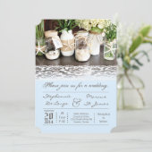 5x7 Beach Ocean Mason Jars Faire-part de mariage (Debout devant)