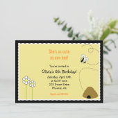 5x7 Bee Happy Birthday Invitation Card (Debout devant)
