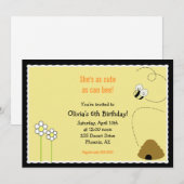 5x7 Bee Happy Birthday Invitation Card (Devant / Derrière)