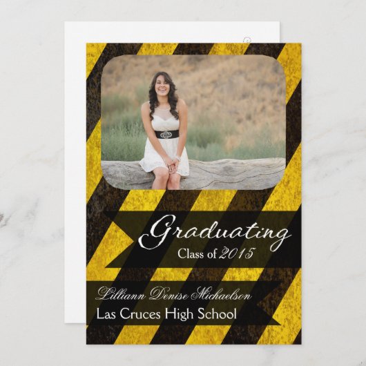 5x7 Bio Hazard Crime Scène Tap Senior Faire-part (Devant / Derrière)