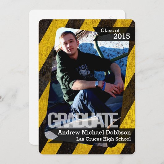 5x7 Bio Hazard Crime Scène Tap Senior Faire-part (Devant / Derrière)