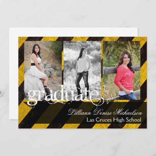 5x7 Bio Hazard Crime Scène Tap Senior Faire-part (Devant / Derrière)