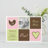 5x7 Bird Block Photo Anniversaire Fête Invitation (Debout devant)