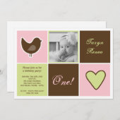 5x7 Bird Block Photo Anniversaire Fête Invitation (Devant / Derrière)