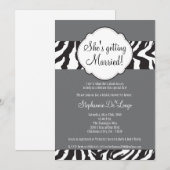 5x7 Blac Grey Zebra Stripe Brida Shower Invitation (Devant / Derrière)