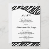 5x7 Black and White Zebra Quinceanera Party nodigt Kaart (Voorkant)