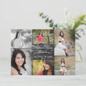 5x7 Black Brick Building Mur Senior Faire-part (Debout devant)