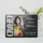 5x7 Black Brick Building Mur Senior Faire-part (Debout devant)