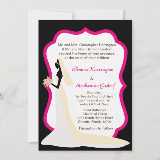 5x7 Black Bride Profil Faire-part de mariage (Devant)