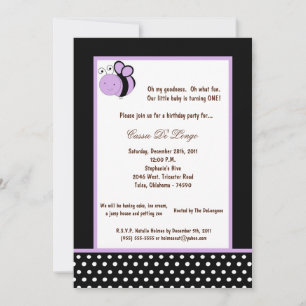 5x7 Black Bumble Bee Verjaardagsfeest Uitnodigen Kaart