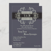 5x7 Black Cravate Affic Grey Linen Faire-part de m (Devant / Derrière)