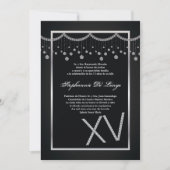 5x7 Black Diamond Quinceanera Invitation Anniversa (Devant)